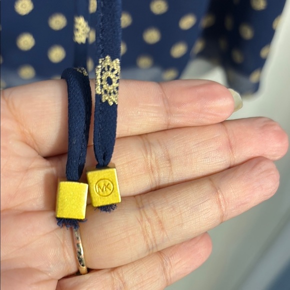 Michael Kors Navy Blouse with Gold Dots - Picture 5 of 8